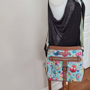 Lily Bloom Owl Print Crossbody Purse - Excellent Condition